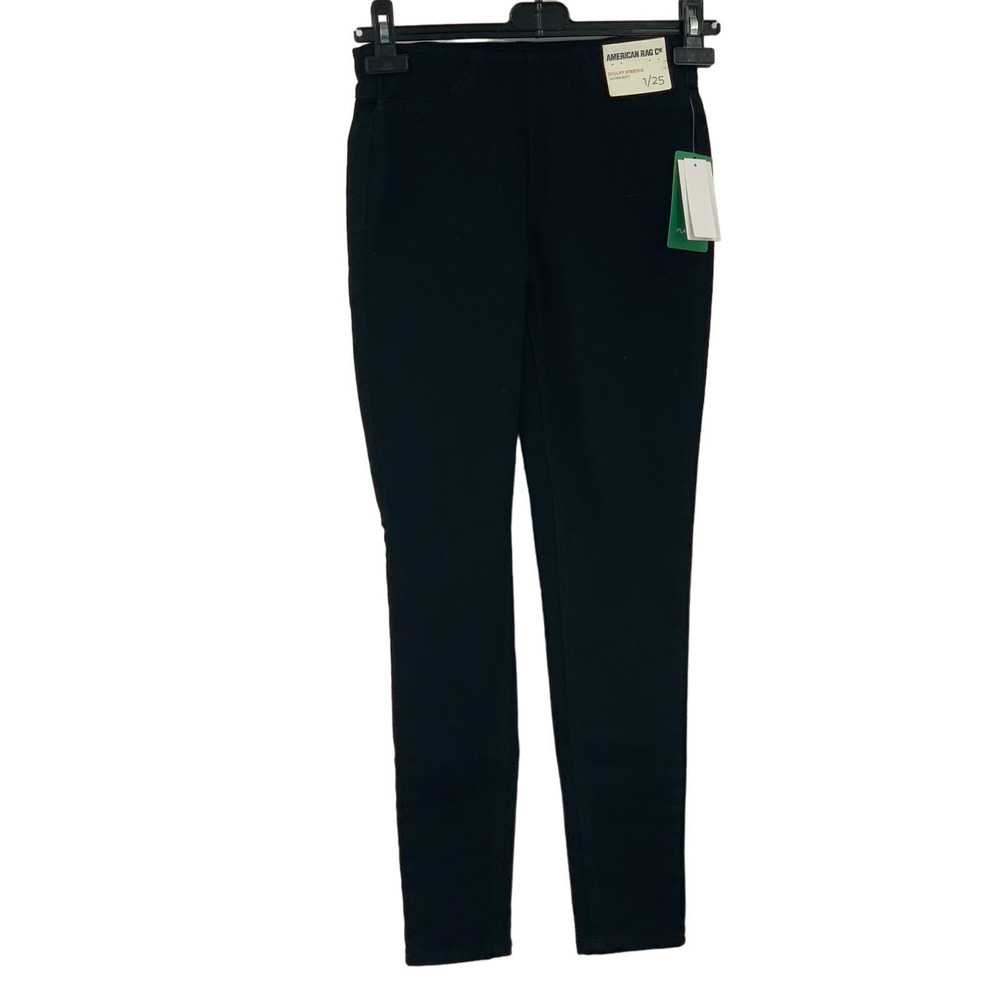 American Rag Cie  Black Rinse Pull On Stretch Leggings‎ Tapered Leg 1 25 NWT